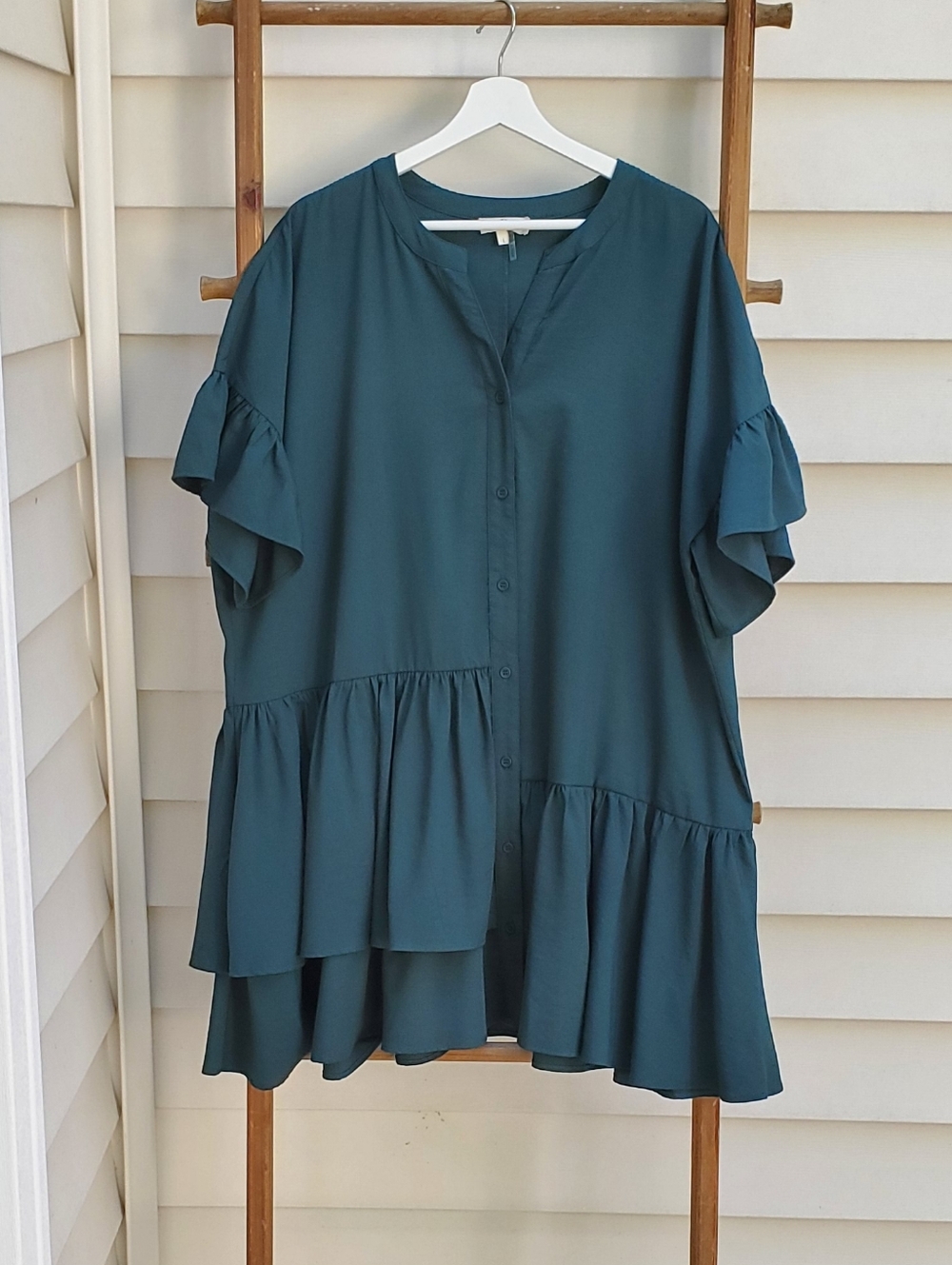 Entro Ruffle Button-Down Dress Size L - Picture 3 of 6